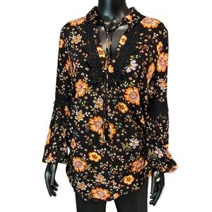 Forever 21 Black Floral Blouse